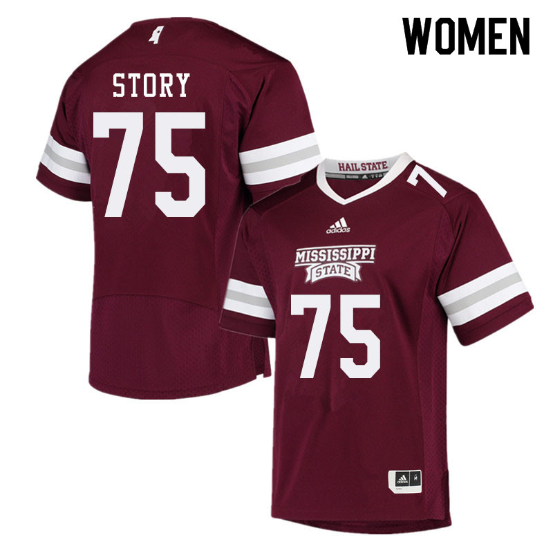 Women #75 Michael Story Mississippi State Bulldogs College Football Jerseys Sale-Maroon